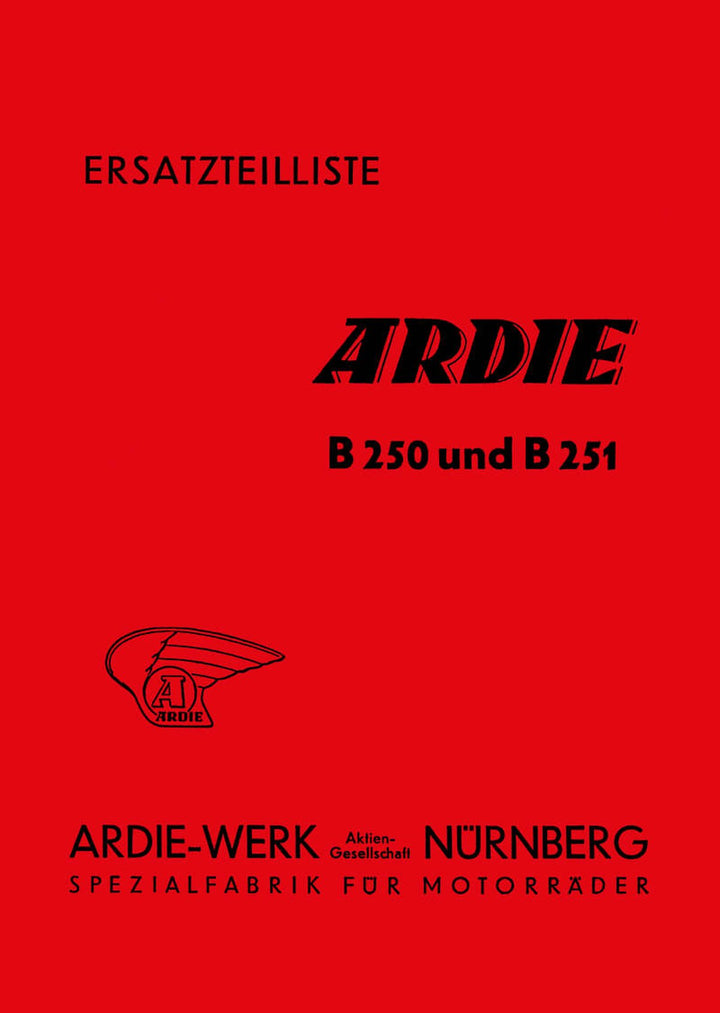 Ardie B250 und B251 Ersatzteilkatalog, Buchcover