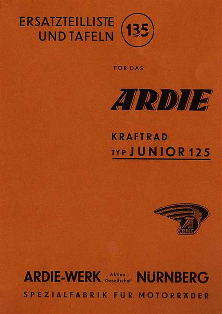 Ardie Junior 125 Ersatzteilktalog, Buchcover