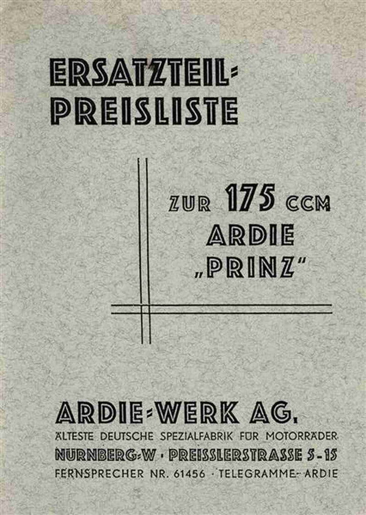 Ardie Prinz 175 Ersatzteilkatalog, Buchcover