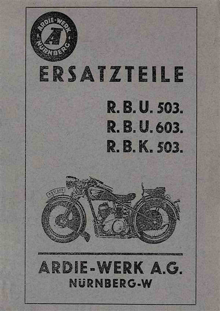 Ardie RBU503 RBU603 RBK503 Ersatzteilkatalog, Buchcover
