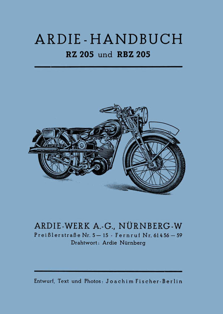 Ardie RBZ205 und RZ205 Betriebsanleitung, Buchcover