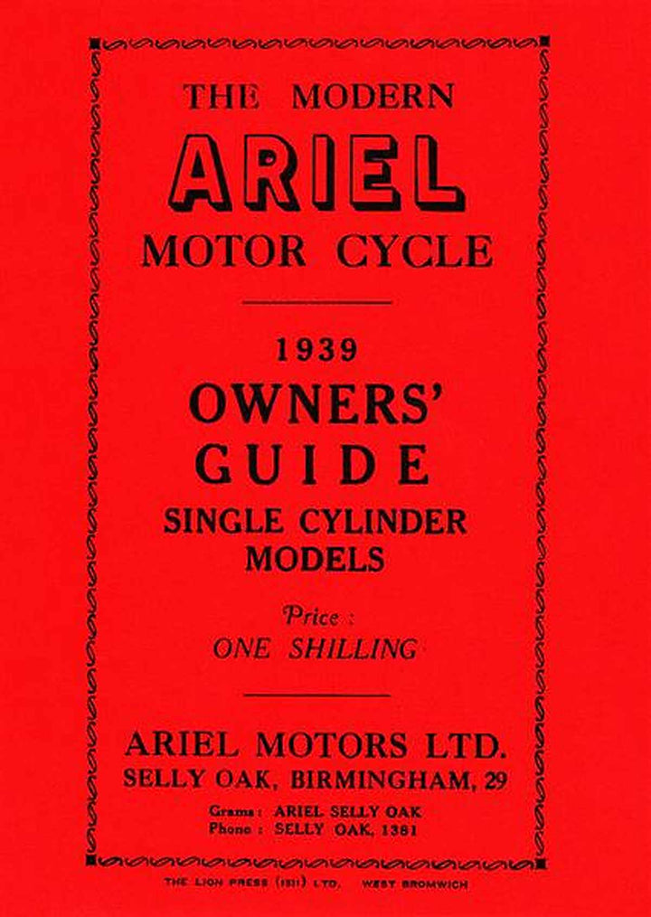 Ariel Motorcycle Single Cylinder Models Owners Manual, Buchcover