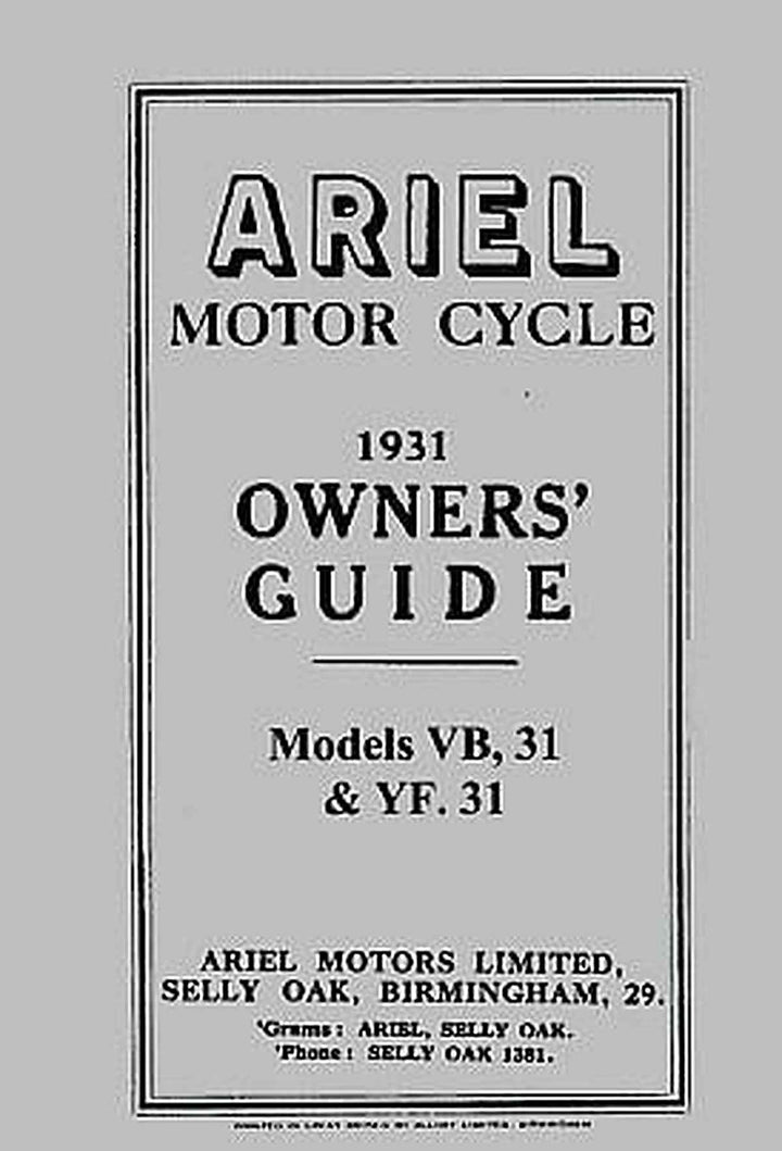 Ariel Motor Cycle VB31 & YF31 1931 Owner&