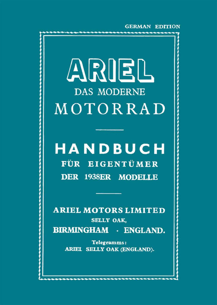 Ariel Modelle 1938 Handbuch, Buchcover