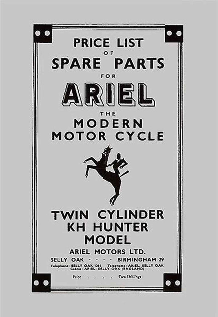 Ariel Motor Cycle KH Hunter Twin Cylinder Spare Parts, Buchcover