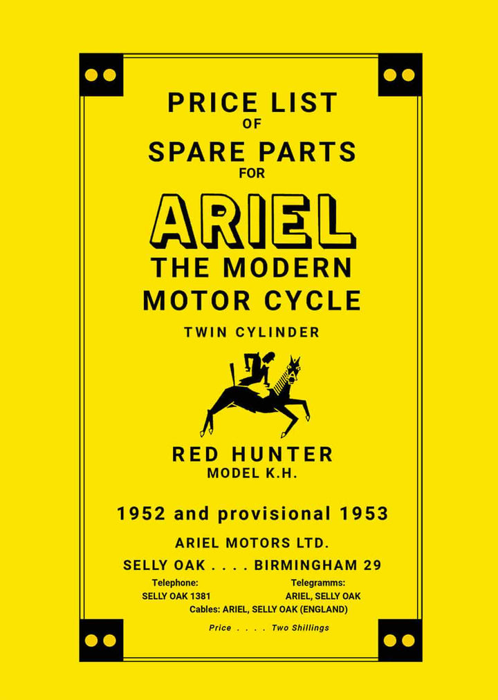 Ariel Red Hunter, Mod. KH, Spare Parts, Buchcover