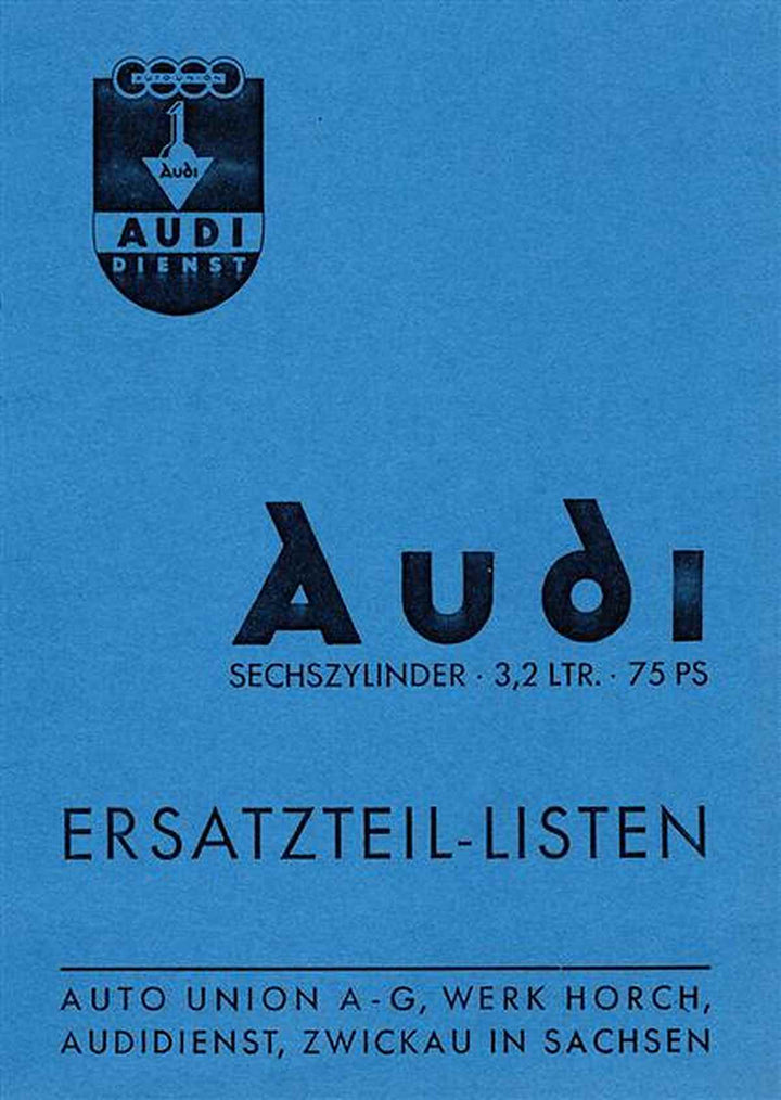 Audi Typ 6-Zylinder Ersatzteilkatalog, Buchcover