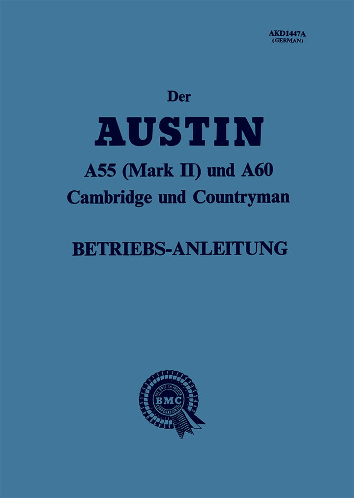 Austin A 55 (Mark II) und A 60 Cambridge und Countryman Betriebsanleitung, Buchcover