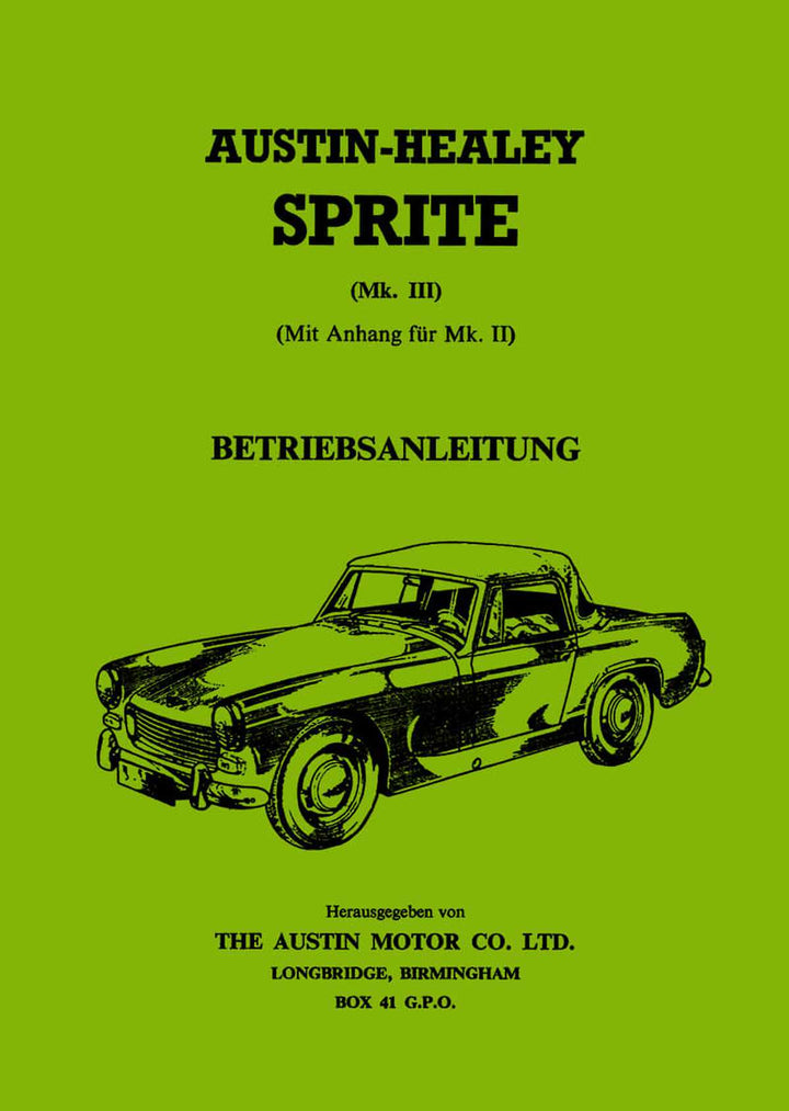 Austin-Healey Sprite MK III mit Anhang MK II Betriebsanleitung, Buchcover