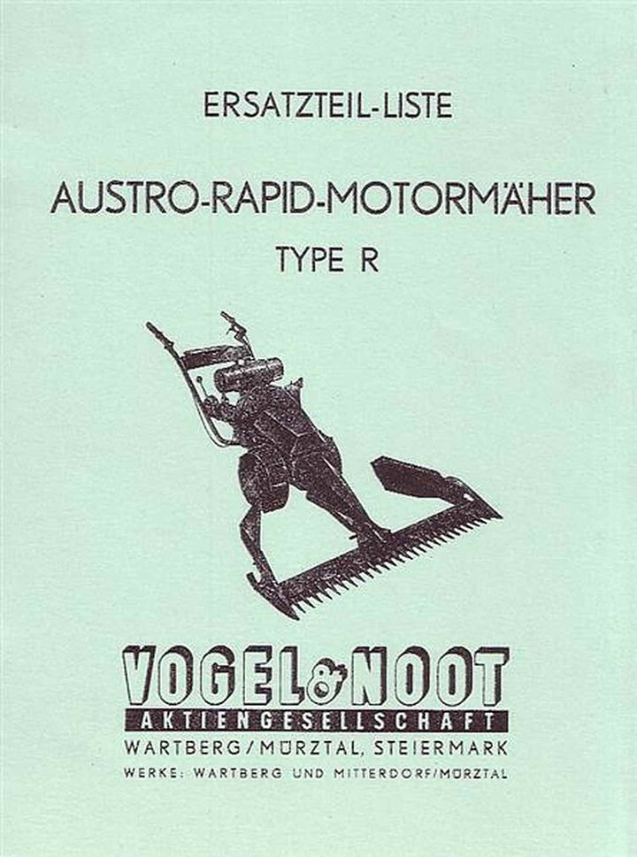 Vogel & Noot Austro Rapid Motormäher Typ R, Vogel & Noot, Ersatzteilkatalog, Buchcover