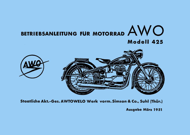AWO 425 Betriebsanleitung, Buchcover