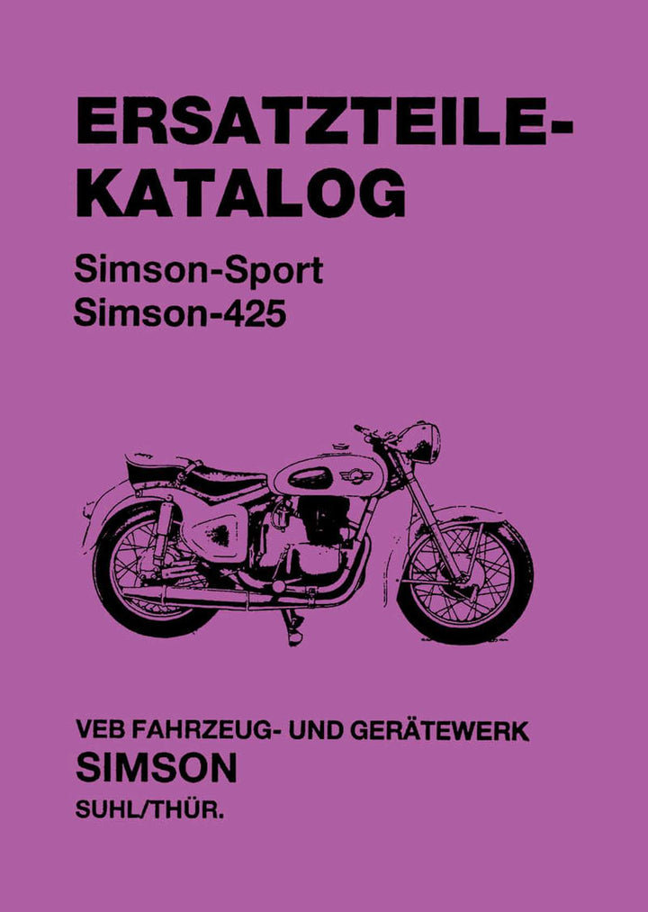 AWO 425 Simson und Simson Sport Ersatzteilkatalog, Buchcover