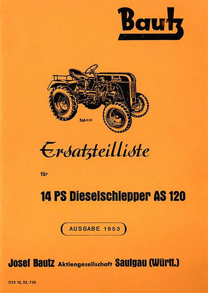 Bautz AS120 Traktor Ersatzteilkatalog, Buchcover
