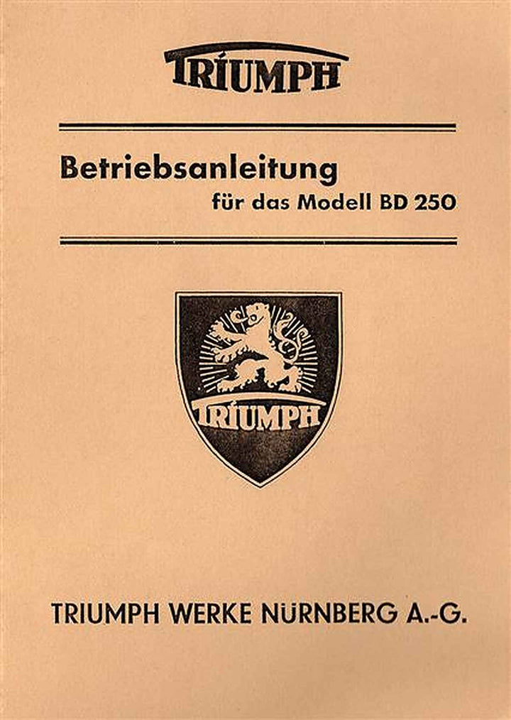 Triumph BD250 Betriebsanleitung, Buchcover