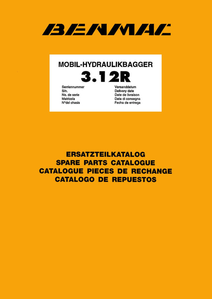 Benmac 3 12R Mobil-Hydraulikbagger Ersatzteilkatalog, Buchcover