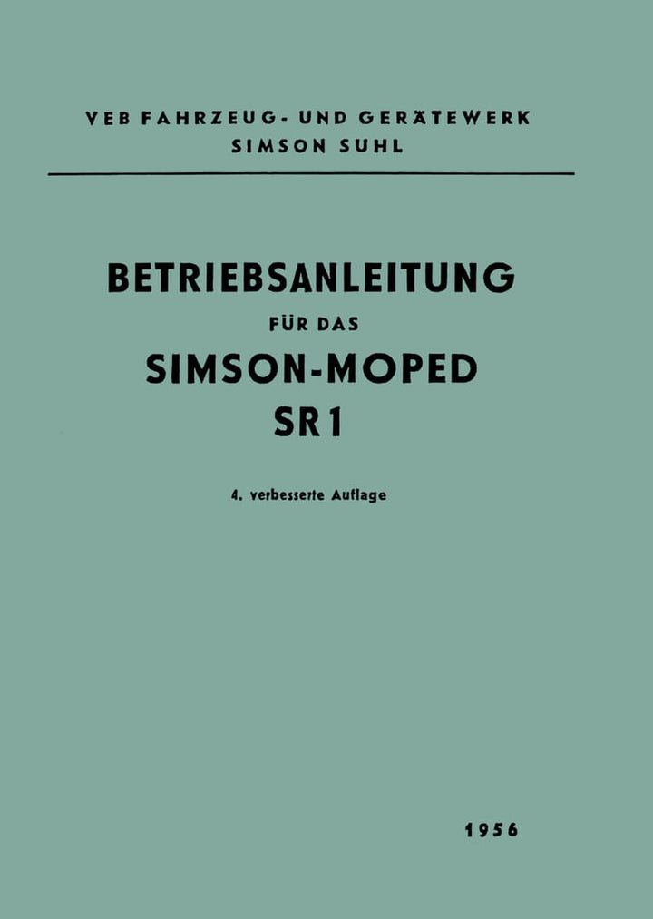 Simson-Moped SR 1 Betriebsanleitung, Buchcover