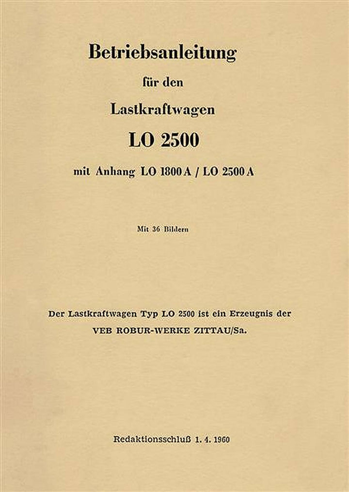 Betriebsanleitung für den Lastkraftwagen LO 2500, Buchcover