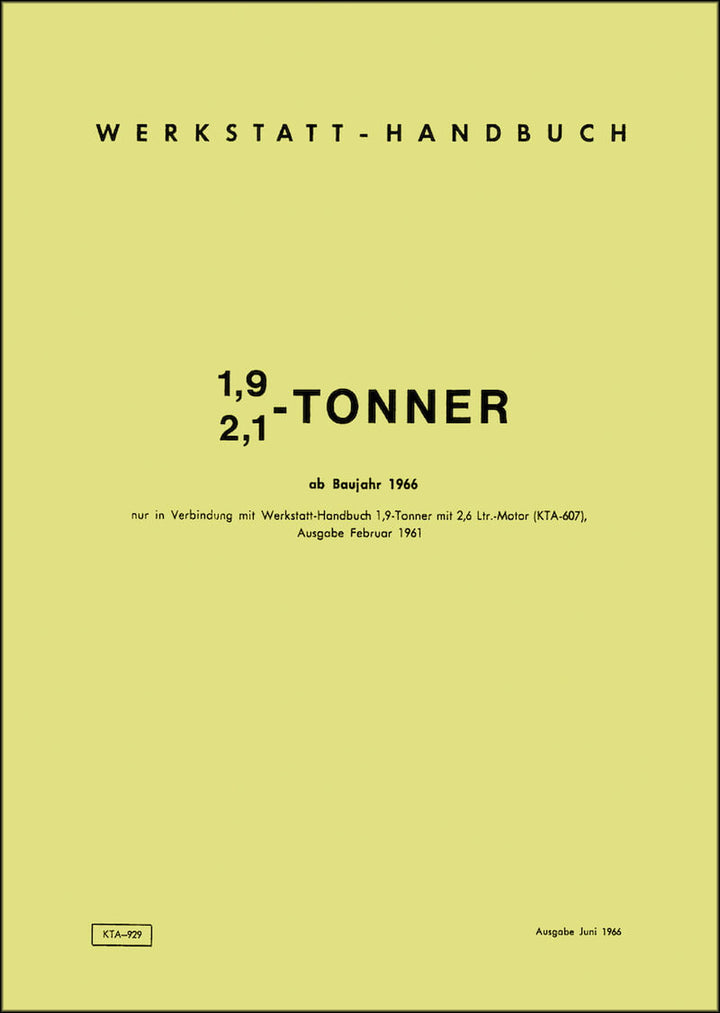 Opel Blitz 1,9 t. und 2.1 t. Werkstatt-Handbuch, Buchcover