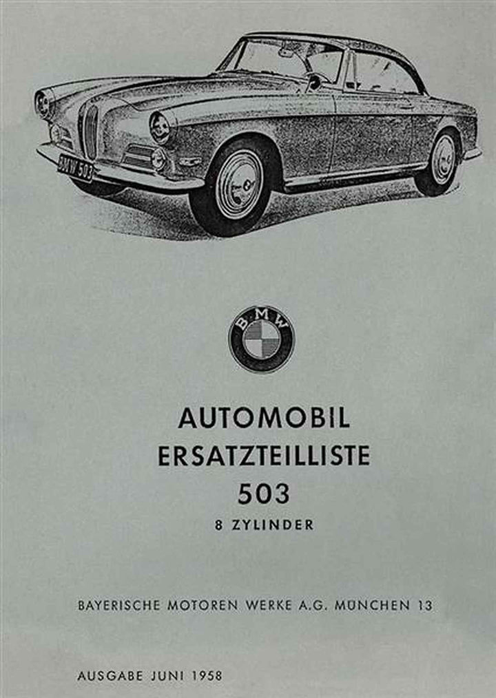 BMW 503, 8-Zylinder Limousine und Cabrio, Ersatzteilkatalog, Buchcover
