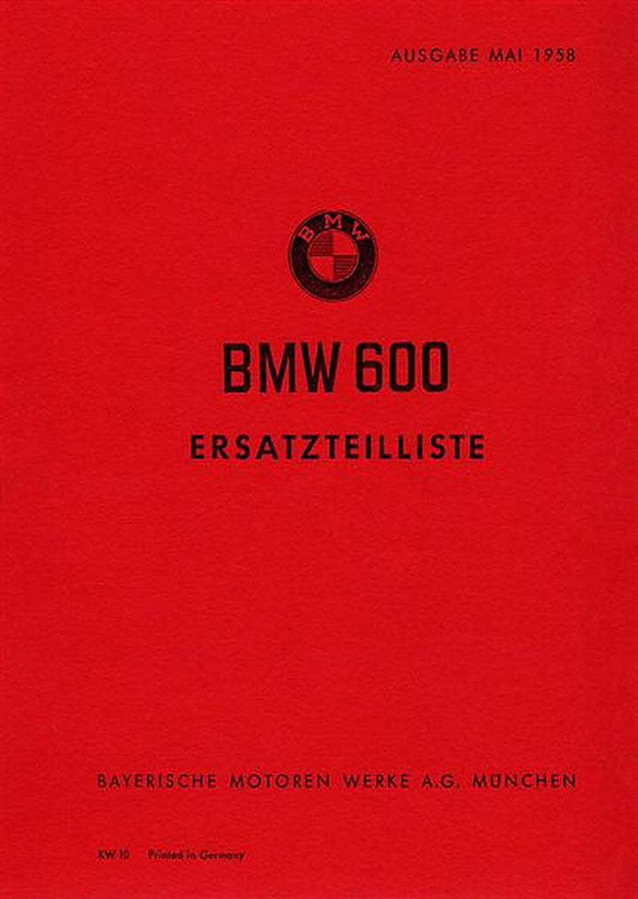 BMW 600 Ersatzteilkatalog, Buchcover