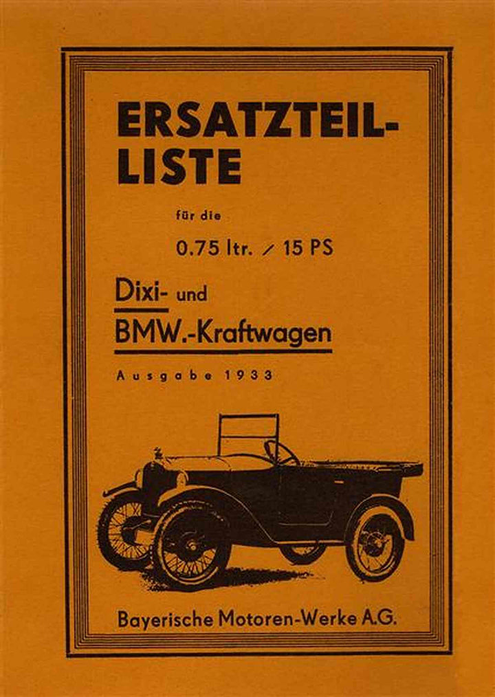 BMW Dixi Ersatzteilkatalog, Buchcover