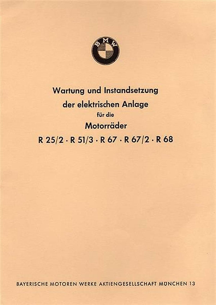 BMW R25/2 R51/3 R67 R67/2 R68 Elektrik Wartung, Buchcover