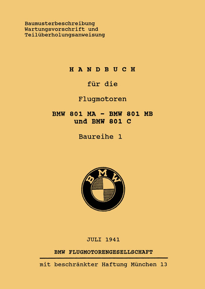BMW Flugmotoren 801MA 801MB 801C Handbuch, Buchcover