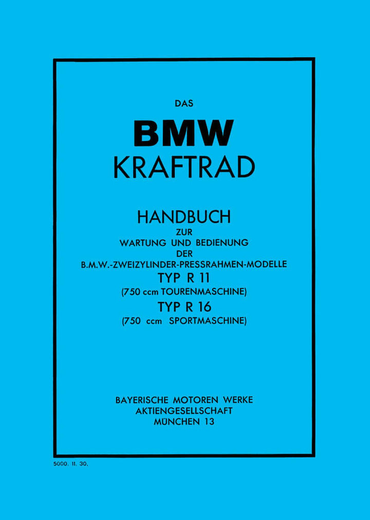 BMW R11 und R16 Betriebsanleitung, Buchcover