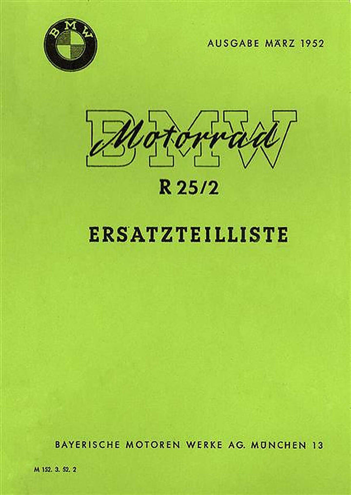BMW R25/2 Ersatzteilkatalog, Buchcover