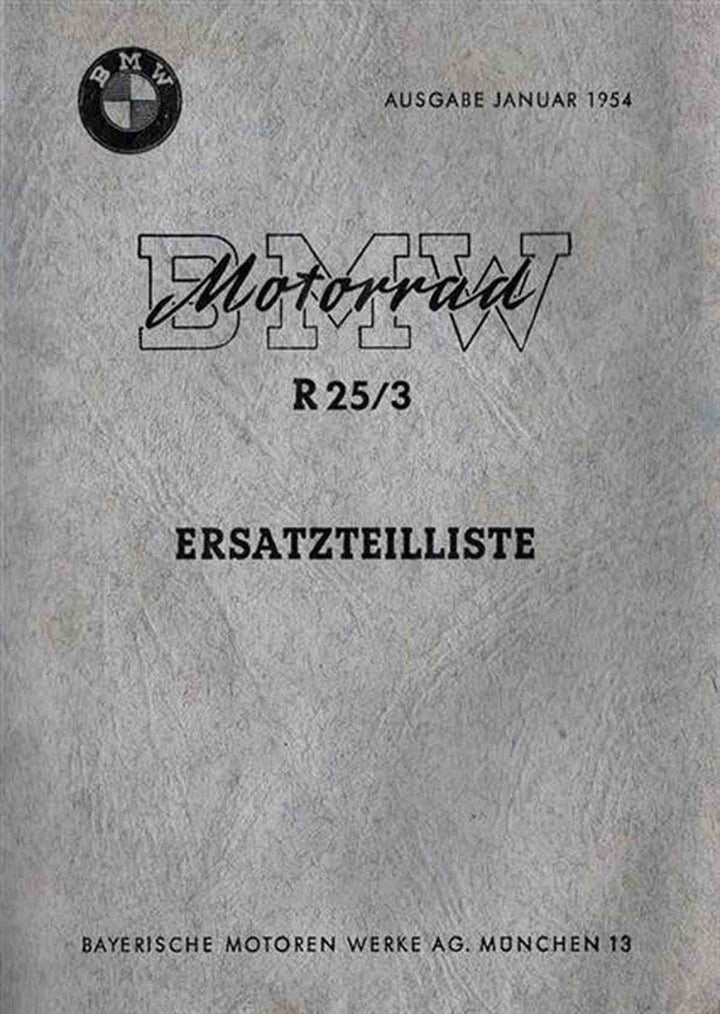 BMW R25/3 Ersatzteilkatalog, Buchcover