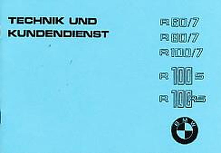 BMW R60/7 R80/7 R100/7 R100S R100RS Betriebsanleitung, Buchcover