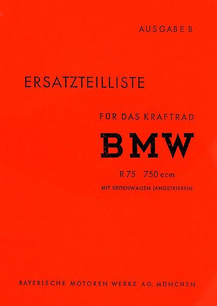 BMW R75 mit Seitenwagen Ersatzteilkatalog, Buchcover