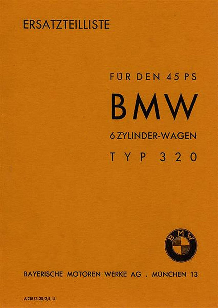 BMW Typ 320 Ersatzteilkatalog, Buchcover