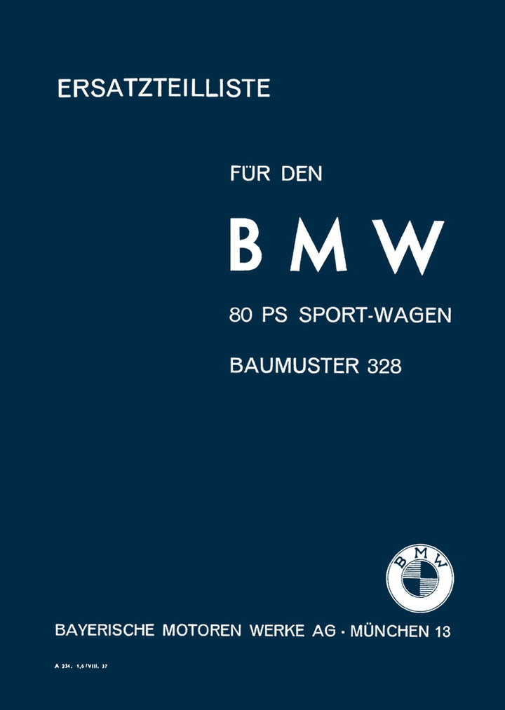 BMW 328 Ersatzteilkatalog, Buchcover