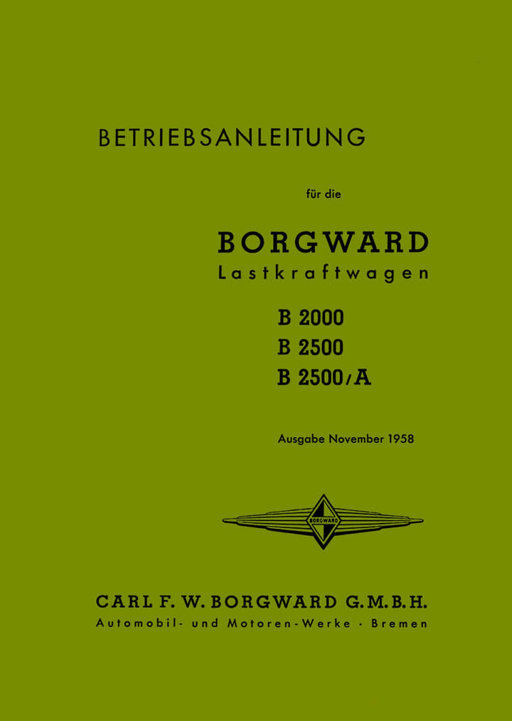 Borgward B2000 B2500B B2500A Betriebsanleitung, Buchcover