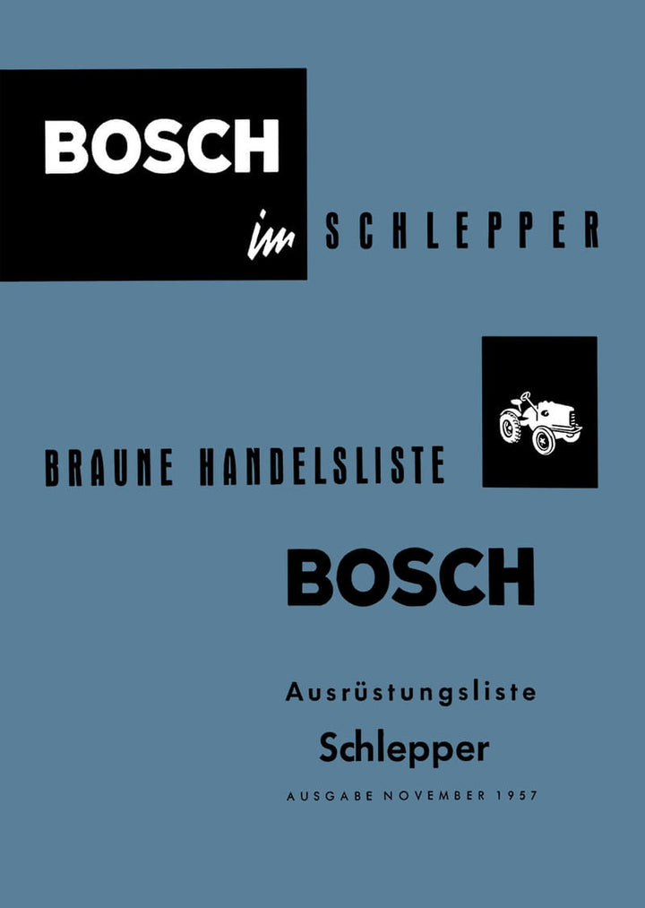Bosch im Schlepper - Ausrüstungsliste, Buchcover