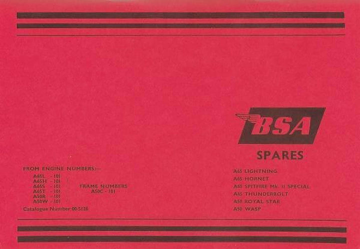 BSA A 50/ A 65, 500 und 650 ccm Ersatzteilkatalog, Buchcover
