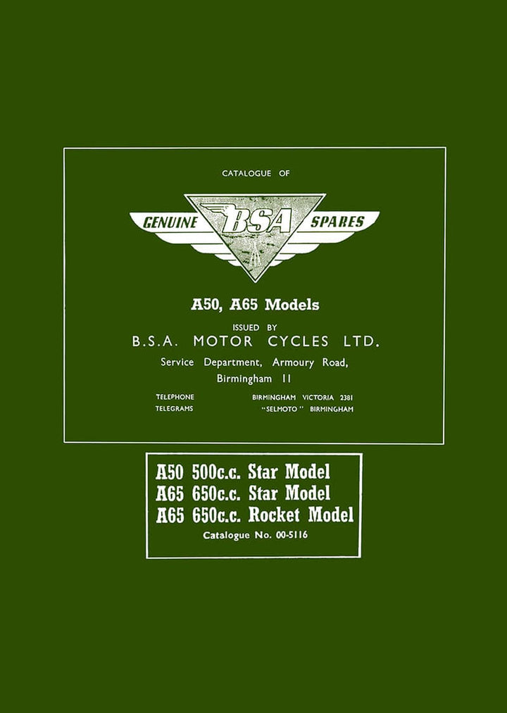 BSA A50 und A65 Star & Rocket Ersatzteilkatalog, Buchcover