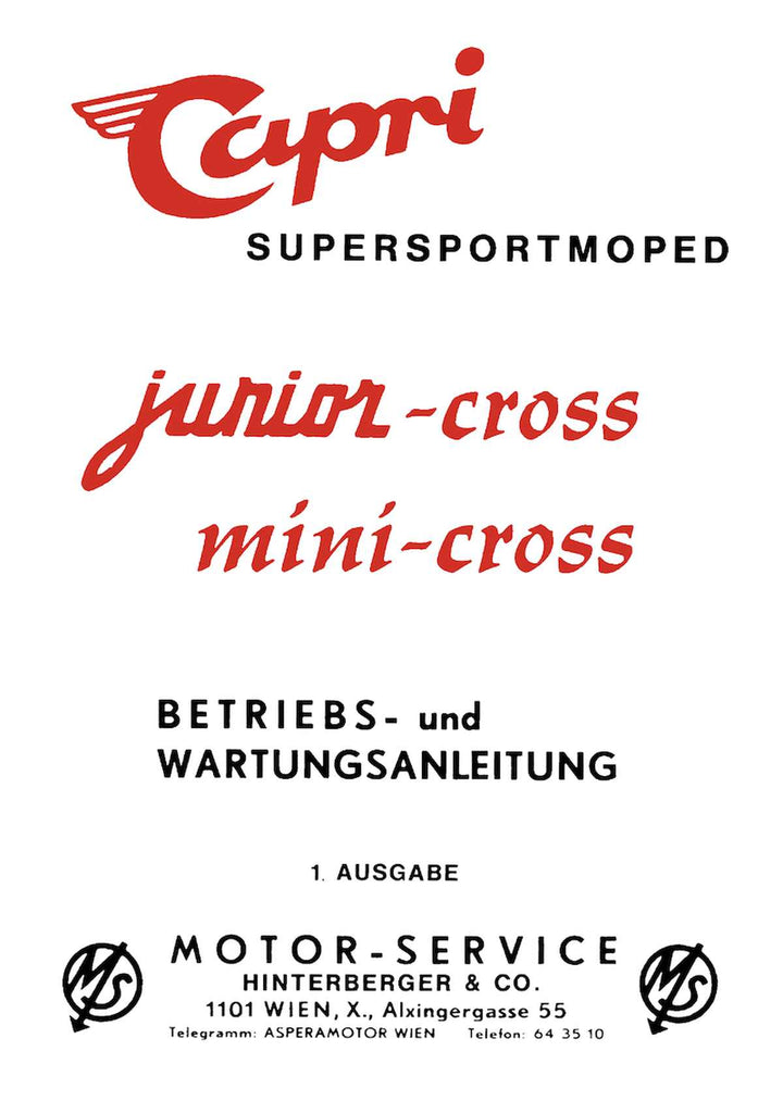 Capri Junior-Cross und Mini-Cross Betriebsanleitung, Buchcover