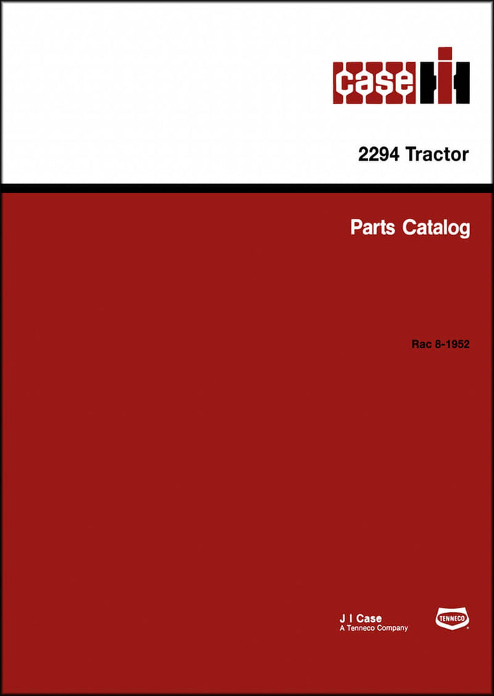Case 2294 Parts Catalog, Buchcover