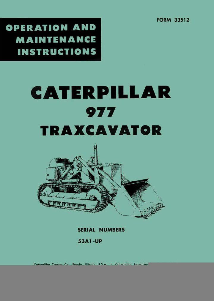 Caterpillar 977 Traxcavator Operation Instructions, Buchcover