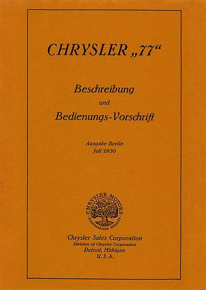 Chrysler 77 Betriebsanleitung, Buchcover