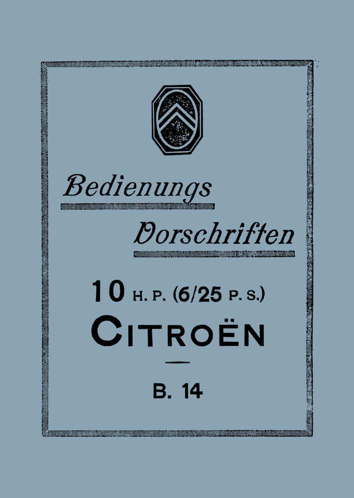Citroen 10 H.P B. 14 Betriebsanleitung, Buchcover