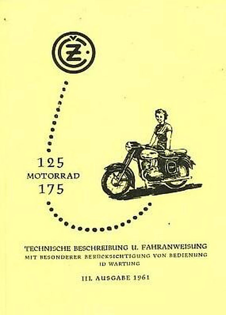 CZ 125, Typ 453 und 175, Typ 450, Betriebsanleitung, Buchcover