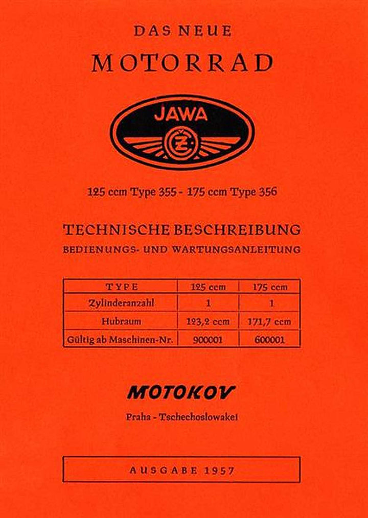 CZ 125 und 175 ccm Type 355 und 356, Betriebsanleitung, Buchcover