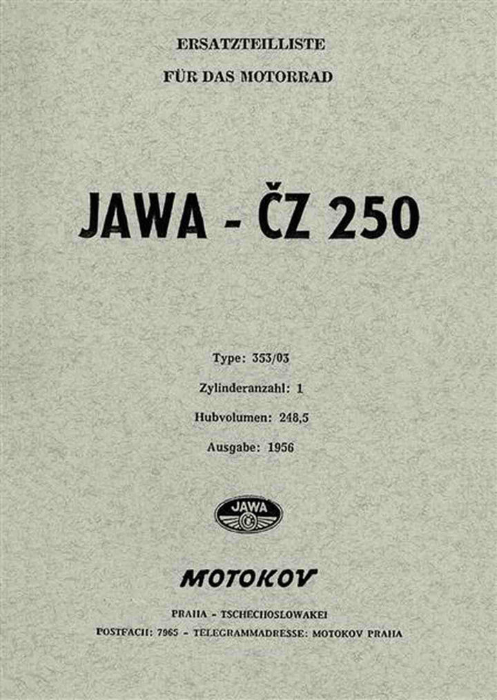 Jawa - CZ 250 Typ 353/03 Ersatzteilkatalog, Buchcover