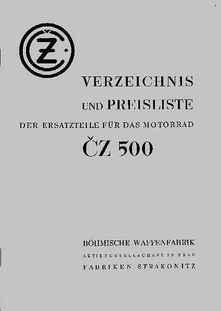CZ 500 ccm 2-Zylinder 2-Takt, Ersatzteilkatalog, Buchcover