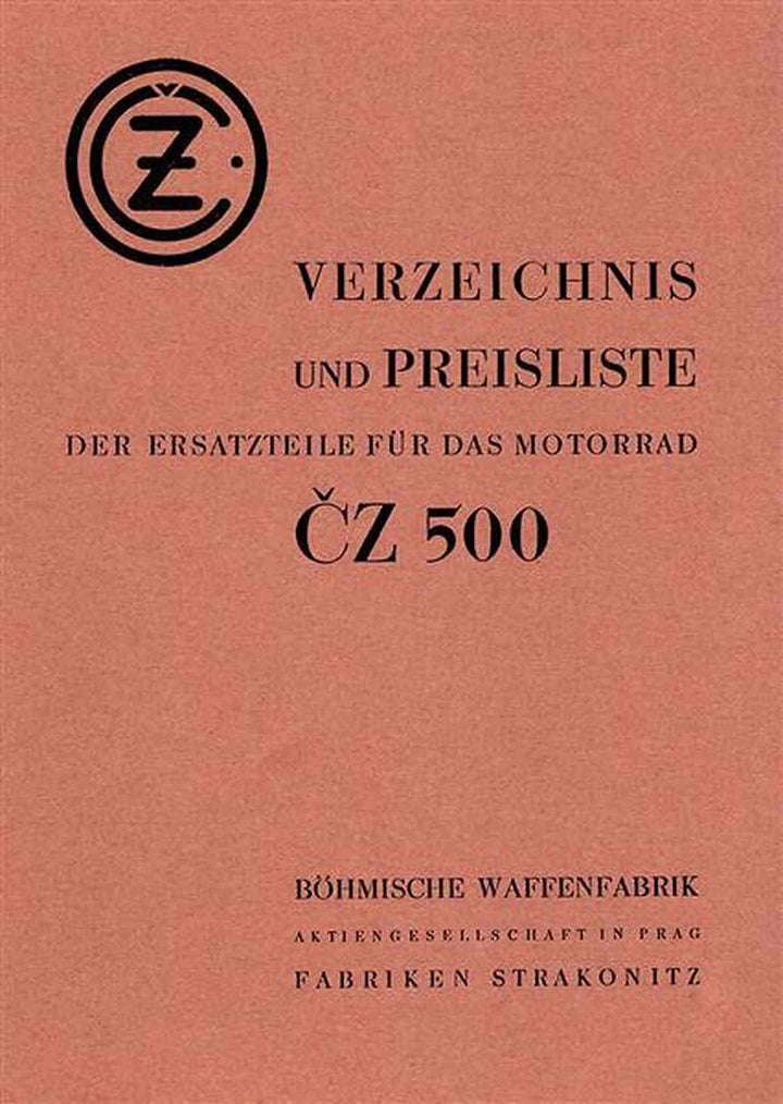 CZ 500 Ersatzteilkatalog, Buchcover