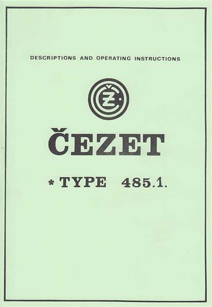 CZ Cezet, Type 485.1, Descriptions and Operating Instructions, Buchcover