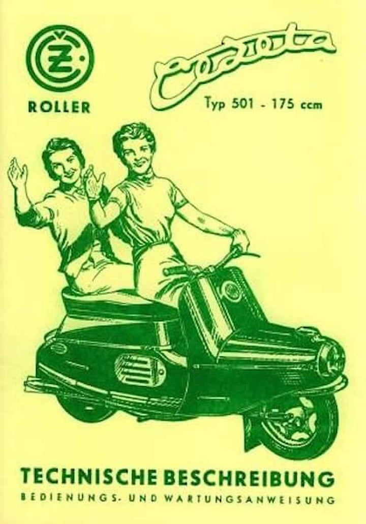 CZ Cezeta Roller Typ 501 mit 175 ccm, Betriebs- und Reparaturanleitung, Buchcover